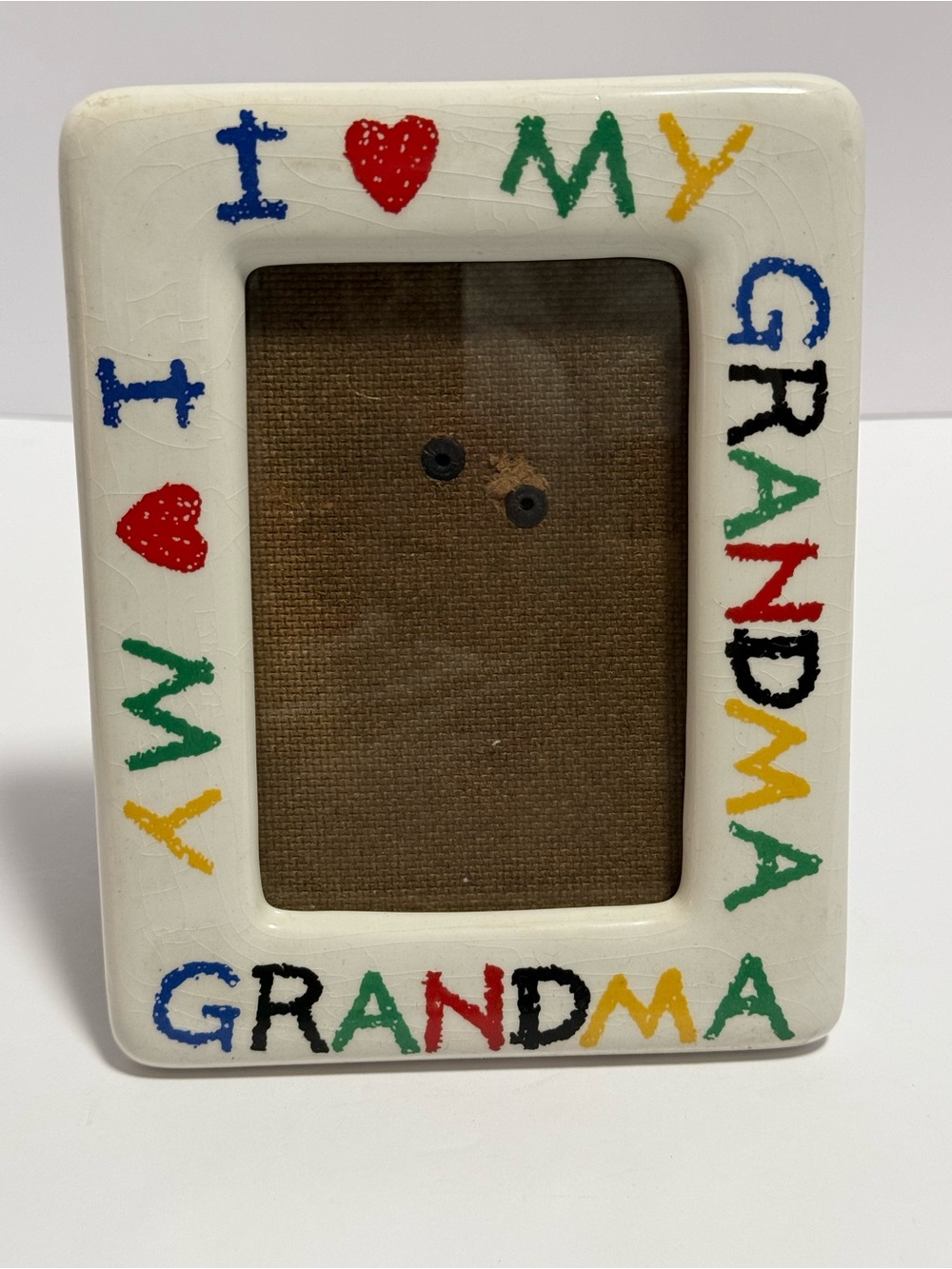 Vintage 90s Fetco Ceramic "I Love My Grandma" Frame Primary Colors